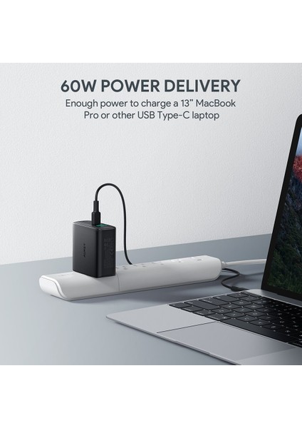 Aukey Pa-D3 60W Hızlı Şarj Usb-C Tip-C Hızlı Duvar Şarj Cihazı Ab Tak Telefon Laptop Için Şarj ipad Huawei IPHONE14 Hızlı Şarj Cihazı (Yurt Dışından) indirimleri