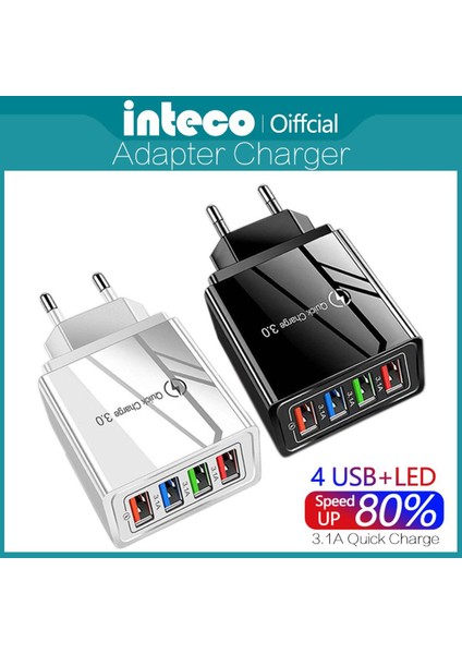 Oppo Xıaomı Için 3.1A Hızlı Şarj 4 Bağlantı Noktalı USB Seyahat Şarj Adaptörü (Yurt Dışından)
