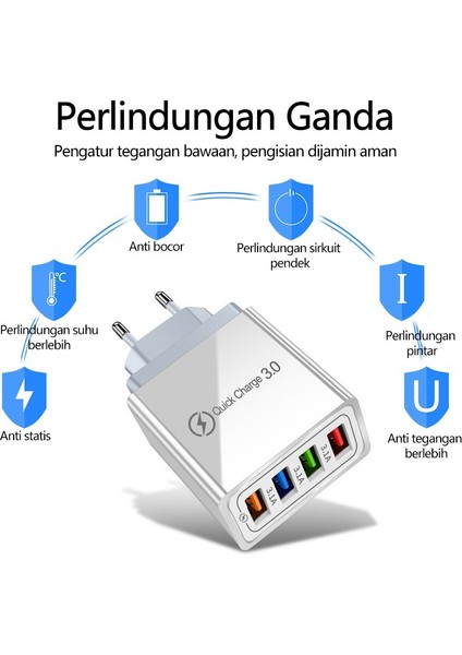 Oppo Xıaomı Için 3.1A Hızlı Şarj 4 Bağlantı Noktalı USB Seyahat Şarj Adaptörü (Yurt Dışından) indirimleri