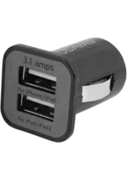 Usams Evrensel 12 V 3.1A Çift USB Bağlantı Noktası Araç Şarj Cihazı Cep Telefonu Tablet Pc Siyah (Yurt Dışından)