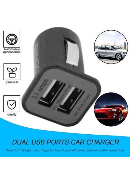 Usams Evrensel 12 V 3.1A Çift USB Bağlantı Noktası Araç Şarj Cihazı Cep Telefonu Tablet Pc Siyah (Yurt Dışından) modelleri