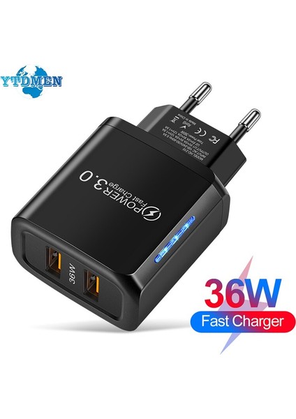 5V3A Çift USB Duvar Şarj Cihazı LED Aydınlatma Hızlı Şarj Ab Abd Tak Qc 3.0 Güç Adaptörü Iphone 11 12 13 Pro Max Samsung Xiaomi (Yurt Dışından)