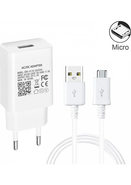 USB Şarj Aleti 5V 2A Evrensel Taşınabilir Seyahat Duvar Adaptörü Huawei Onur Için 9A 9c 9s 8A 8s 8x 8c 7A 7c 7s 1m Mikro USB Kablosu (Yurt Dışından)