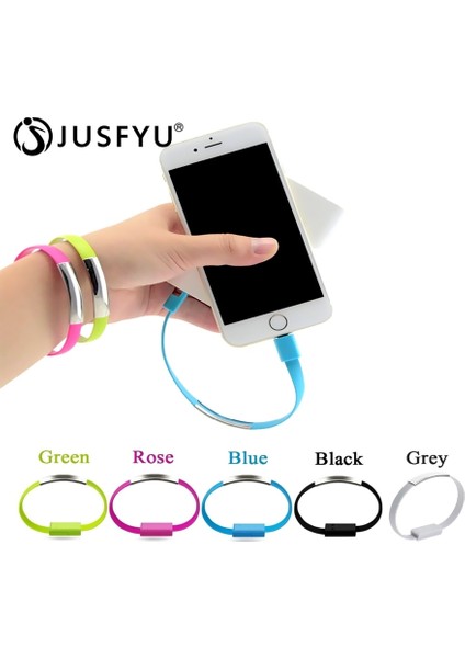 Evrensel Bilek Bandı Bilezik Şarj Kablosu Tip C Giyilebilir Bileklik Usb2.0 Şarj Cihazı Veri Senkronizasyon Kablosu Kablosu iPhone 6 6 Artı Xr (Yurt Dışından)