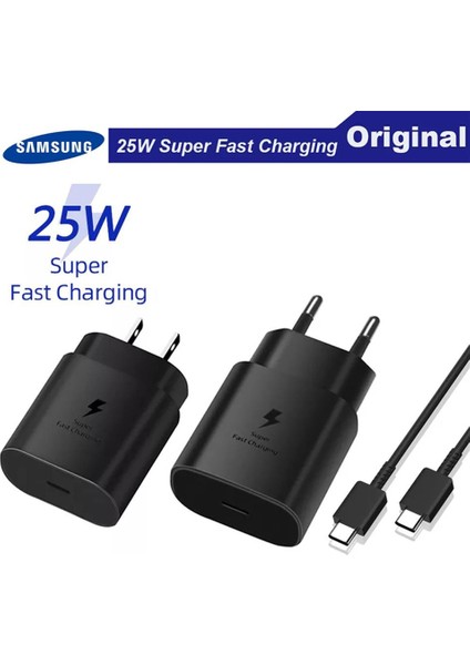 Orijinal Samsung 25W Süper Hızlı Şarj Cihazı USB Tip C Cargador S21 A52S A71 A70 S20 Fe S22 5g Güç Adaptörü Galaxy NOTE20 S10 (Yurt Dışından)