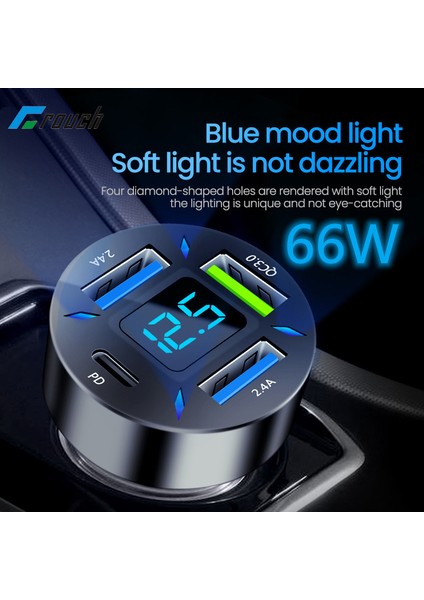 66W 4 Port USB C Araç Şarj Cihazı Hızlı Şarj Hızlı Şarj 3.0 Pd USB Tip C Araç Telefonu Şarj Cihazı iPhone 13 12 Xiaomi Samsung (Yurt Dışından)