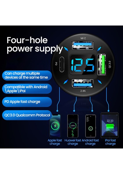 66W 4 Port USB C Araç Şarj Cihazı Hızlı Şarj Hızlı Şarj 3.0 Pd USB Tip C Araç Telefonu Şarj Cihazı iPhone 13 12 Xiaomi Samsung (Yurt Dışından) fırsatları