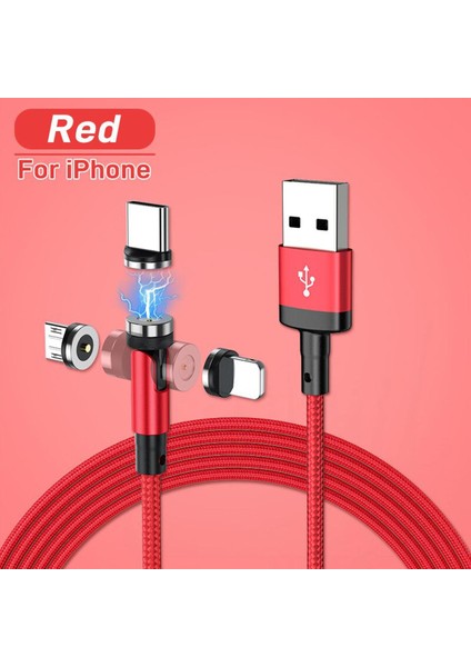 Manyetik Kablo 3A Hızlı Şarj Mikro USB Tip C iPhone Xiaomi 540 Döndür Mıknatıs Şarj Cihazı USB Kablosu Kablosu (Yurt Dışından)