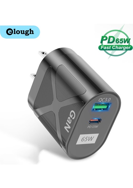 Elough 65W Gan Şarj Cihazı Pd3.0 Scp Tip C Şarj Cihazı Cep Telefonu Tablet Için Uyumlu Hızlı Şarj USB Şarj Aleti Adaptörü (Yurt Dışından) modelleri