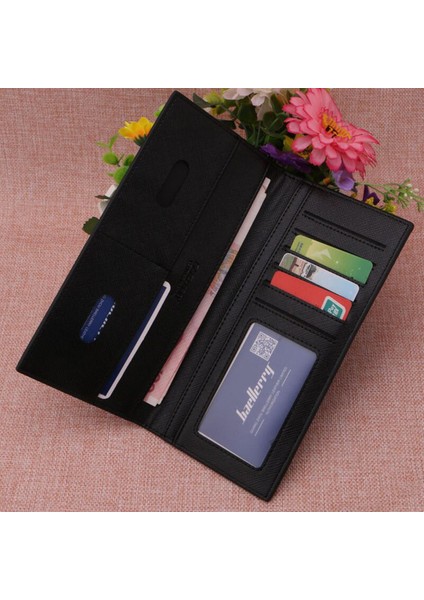 Süper Ince Iş Deri Debriyaj Uzun Cüzdan Bifold Kimlik Kartı Tutucu Erkek Çanta (Yurt Dışından)