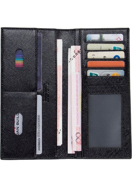 Süper Ince Iş Deri Debriyaj Uzun Cüzdan Bifold Kimlik Kartı Tutucu Erkek Çanta (Yurt Dışından) fırsatları