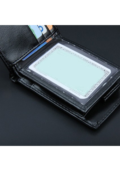 Erkek Yumuşak Pu Cüzdan Kart Sahibinin Kimlik Penceresi ile Çok Yuvaları Banka Kartvizit Kılıfı Erkek Siyah Çanta Vintage Kısa Cüzdan (Yurt Dışından) fiyatları