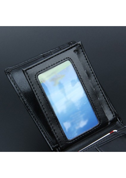 Erkek Yumuşak Pu Cüzdan Kart Sahibinin Kimlik Penceresi ile Çok Yuvaları Banka Kartvizit Kılıfı Erkek Siyah Çanta Vintage Kısa Cüzdan (Yurt Dışından) indirimleri