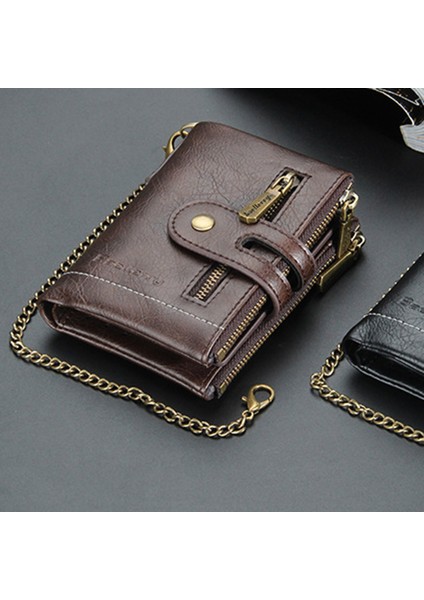 Erkek Cüzdan Çift Fermuarlı Hassas Dikiş Moda Cüzdan (Yurt Dışından)