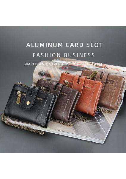 Erkek Cüzdan Çift Fermuarlı Hassas Dikiş Moda Cüzdan (Yurt Dışından)