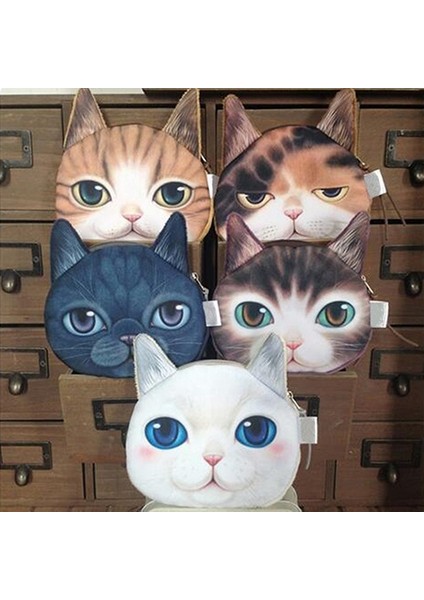 Komik Kedi Yüz Kafa Baskı Mini Para Çantası Cüzdan Çanta Fermuar Kese Çocuk Hediye (Yurt Dışından) indirimleri
