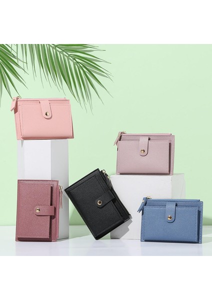 Erkek Kadın Moda Düz Renk Kredi Kartı Kımlık Kartı Çok Yuvalı Kart Tutucu Rahat Pu Deri Mini Bozuk Para Cüzdanı Cüzdan Kılıf Cep (Yurt Dışından)
