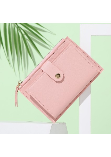 Erkek Kadın Moda Düz Renk Kredi Kartı Kımlık Kartı Çok Yuvalı Kart Tutucu Rahat Pu Deri Mini Bozuk Para Cüzdanı Cüzdan Kılıf Cep (Yurt Dışından)