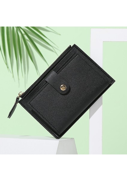Erkek Kadın Moda Düz Renk Kredi Kartı Kımlık Kartı Çok Yuvalı Kart Tutucu Rahat Pu Deri Mini Bozuk Para Cüzdanı Cüzdan Kılıf Cep (Yurt Dışından)