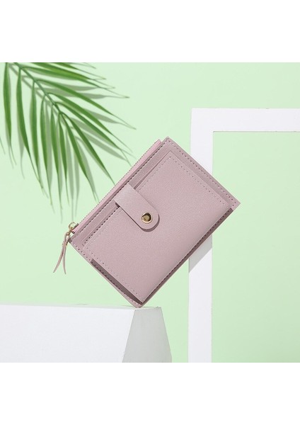 Erkek Kadın Moda Düz Renk Kredi Kartı Kımlık Kartı Çok Yuvalı Kart Tutucu Rahat Pu Deri Mini Bozuk Para Cüzdanı Cüzdan Kılıf Cep (Yurt Dışından)