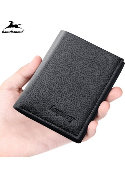 Mini Ince Cüzdan Erkek Partmon Rahat Deri Pu Portfel Çanta Portafoglio Uomo Dolar Para Klip Ince Küçük Erkek Cüzdan (Yurt Dışından)
