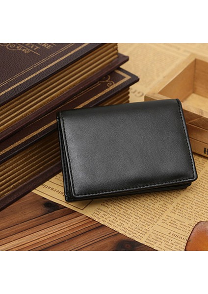 Erkek Suni Deri Cüzdan Bifold Kimlik Kredi Kartı Tutucu Mini Çanta Para Klip Yuvası (Yurt Dışından) indirimleri
