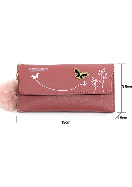 Geestock Moda Yeni Kadın Uzun Cüzdan Saf Renk Yün Topu Yay Manşonlar Çanta Kadın Uzun Çanta Kart Çantası Bozuk Para Cüzdanı Kart Sahipleri (Yurt Dışından) indirimleri