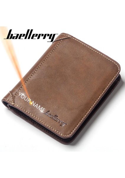 Baellerry Erkek Cüzdan Adı Gravür 10 Kart Sahipleri Yüksek Kaliteli Erkek Çanta Pu Deri Basit Erkek Cüzdan Carteria (Yurt Dışından)