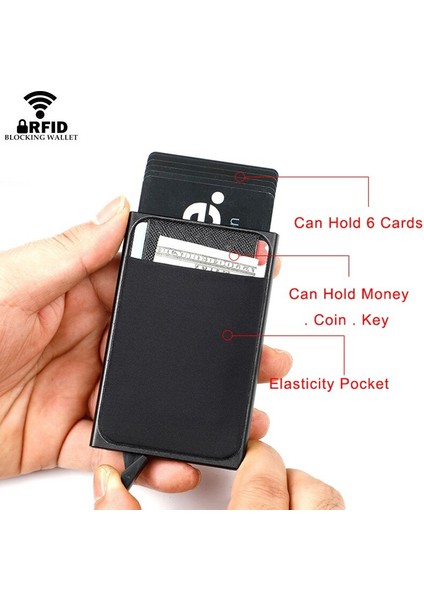 Rfid Metal Kart Tutucu Erkek Cüzdan Lazer Özelleştirilmiş Orijinal Hediye Özel Mini Ince Ince Cüzdan Erkekler Için Kişiselleştirilmiş Hediyeler 2021 (Yurt Dışından)