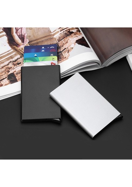 Kredi Kartı Tutucu Erkekler Ince Anti Korumalı Seyahat Kimlik Kartı Sahibi Kadın Rfid Cüzdan Metal Kasa Porte Carte (Yurt Dışından)