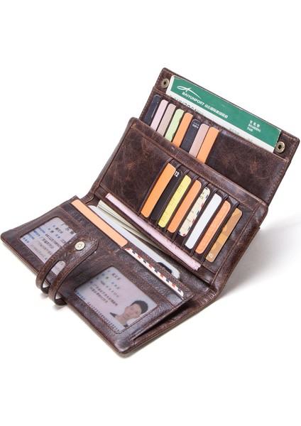 Contact's Cüzdan Erkek Cüzdan Erkek Uzun Tasarım Bozuk Para Cüzdanı Kart Sahibinin Telefon Cebi Yüksek Kaliteli Uzun Manşonlar (Yurt Dışından) fırsatları