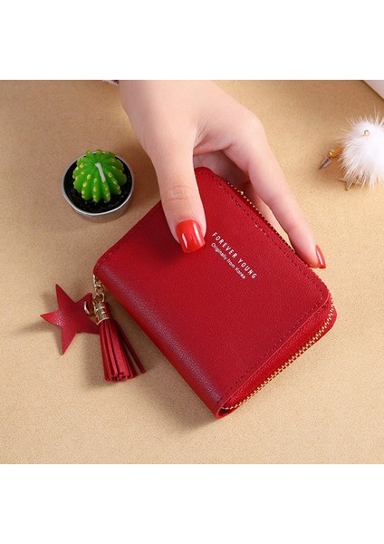 Cüzdan Yeni Kore Tarzı Basit Kare Kadın Cüzdan Kısa Fermuar Küçük Cüzdan Püskül Mini Bozuk Para Cüzdanı Kadın Debriyaj Kart Sahibinin (Yurt Dışından) fiyatları