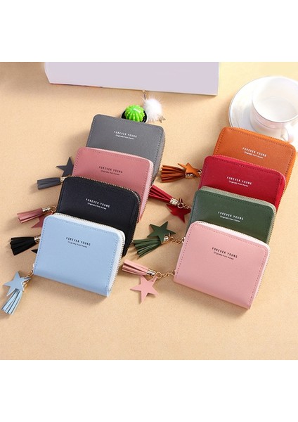 Cüzdan Yeni Kore Tarzı Basit Kare Kadın Cüzdan Kısa Fermuar Küçük Cüzdan Püskül Mini Bozuk Para Cüzdanı Kadın Debriyaj Kart Sahibinin (Yurt Dışından) modelleri
