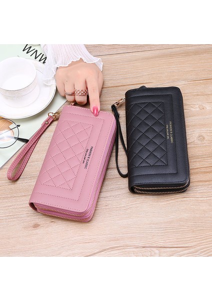 Yeni Kadın Cüzdan Marka Mektup Uzun Üç Katlı Cüzdan Deri Kadın Debriyaj Kart Sahibinin Cartera Mujer Çift Fermuarlı Çanta (Yurt Dışından) modelleri