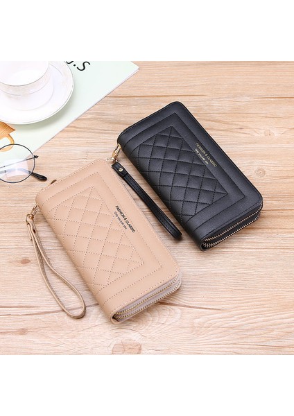 Yeni Kadın Cüzdan Marka Mektup Uzun Üç Katlı Cüzdan Deri Kadın Debriyaj Kart Sahibinin Cartera Mujer Çift Fermuarlı Çanta (Yurt Dışından) fırsatları