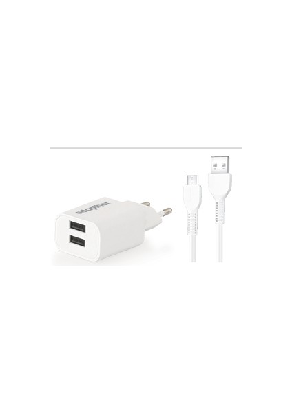 TTA521DMU Çift USB + Mıcro To USB 3A Kablolu Set Beyaz