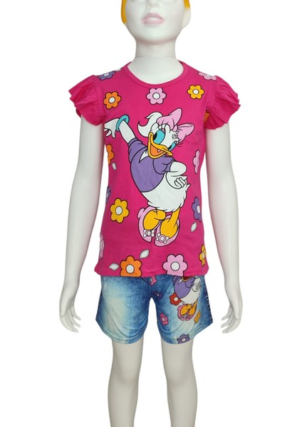 Daisy Duck Dijital Baskılı Kot Görünümlü Şort T-Shirt Takım