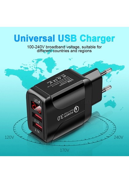 USB Şarj Cihazı 18W Hızlı Şarj Adaptörü Qc 3.0 Ab Ingiltere Abd Tak Şarj Cihazı iPhone 13 Xiaomi Mi 11 Samsung Cep Telefonu Hızlı Şarj (Yurt Dışından) indirimleri
