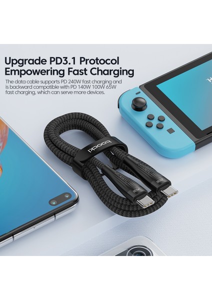Toocki USB C USB C Kablosu 240W 100W 60W Pd3.1 Qc4.0 Hızlı Şarj Cihazı Şarj Dizüstü Bilgisayar Kablosu Için MacBook Pro Xiaomi Poco Tip C Kablosu (Yurt Dışından) modelleri