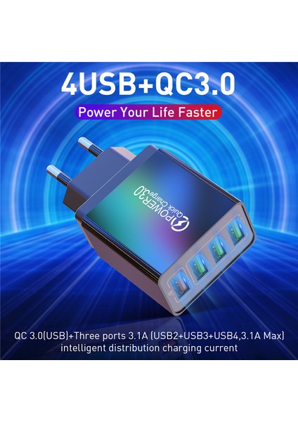 Uslıon 3.1A USB Şarj Aleti Hızlı Şarj 3.0 48W Hızlı Şarj Ab Ingiltere Tak Duvar Cep Telefonu Adaptörü iPhone Samsung Xiaomi Mi 9 Için (Yurt Dışından) fiyatları