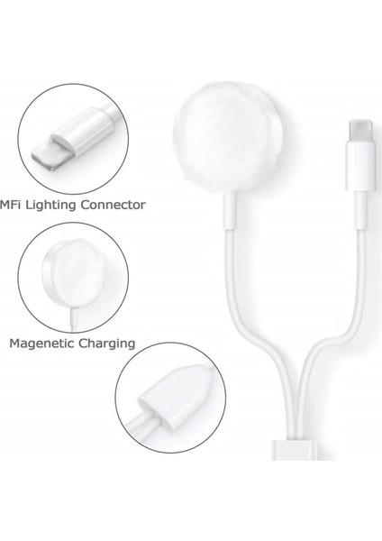 Apple Watch Serisi Için 2 In 1 Kablosuz Şarj Cihazı 8 7 6 5 1 2 3 4 IPhone 14 14 Pro Max Için USB Manyetik Şarj Kablosu (Yurt Dışından)