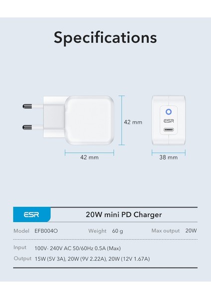 Esr 20W Mini Pd Şarj Cihazı iPhone 14 Pro Max 13 S22 Ultra 20W Pd Şarj Cihazı iPhone iPad Için Hızlı Şarj Abd, Ab Tak Duvar Şarj Cihazları (Yurt Dışından) fırsatları