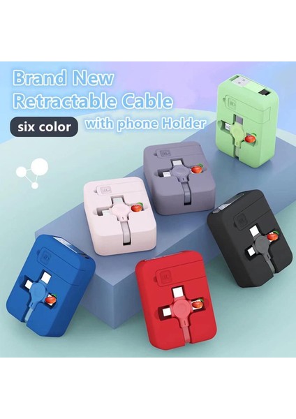 3'ü 1 Arada Şarj Kablosu Rulosu Geri Çekilebilir Braket Hızlı Şarj Kablosu Şarj Standı Kablosu Yatak Odası Için Açık Yeşil (Yurt Dışından)