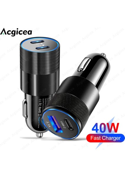 Pd USB Araç Şarj Cihazı 40W Typec Hızlı Araç Şarj Adaptörü Qc3.0 IPHONE13 Için Hızlı Şarj Xiaomi Samsung Huawei Telefon Şarj Cihazı Arabada (Yurt Dışından)