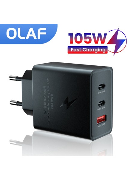 Olaf 105W USB C Duvar Şarj Cihazı Cep Telefonu Pd Tipi C Şarj Cihazı Güç Adaptörü Samsung Xiaomi iPhone 13 Için Hızlı Şarj Carregador (Yurt Dışından)