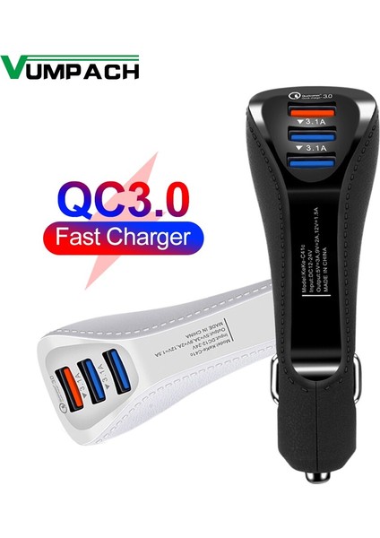 Qc Hızlı Şarj 3.0 Hızlı Araç Adaptörü Otomatik Cep Telefonu Şarj Cihazı 3 Port Samsung Xiaomi Huaweı iPhone x 8 7 Hızlı Telefon Şarj Cihazı (Yurt Dışından)