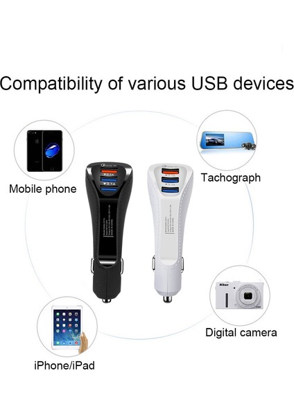 Qc Hızlı Şarj 3.0 Hızlı Araç Adaptörü Otomatik Cep Telefonu Şarj Cihazı 3 Port Samsung Xiaomi Huaweı iPhone x 8 7 Hızlı Telefon Şarj Cihazı (Yurt Dışından) indirimleri