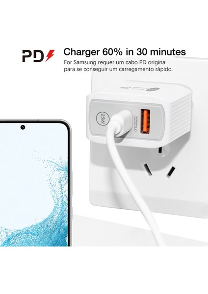25W USB Tip C Orijinal Şarj Cihazı Samsung Galaxy S22 Ultra S21 Not 10 20 Artı Pd Hızlı Chargeur Kablosu Xiaomi Huawei Adaptörü (Yurt Dışından) fiyatları
