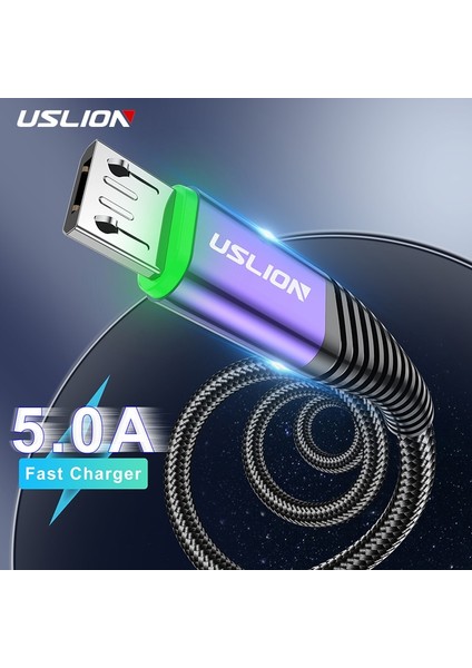 Uslıon 5A LED Mikro USB Kablosu Hızlı Şarj Mikro USB Şarj Cihazı Xiaomi Samsung Android Telefon Kablosu Için Veri Iletimi Desteği (Yurt Dışından)