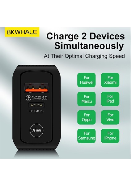 Bkwhale Pd3.0 20W Mini Hızlı USB Şarj Adaptörü Qc3.0 Cep Telefonu Duvar Şarj Cihazı IPHONE12 Xs x Pro Xiaomi Oppo (Yurt Dışından) fırsatları